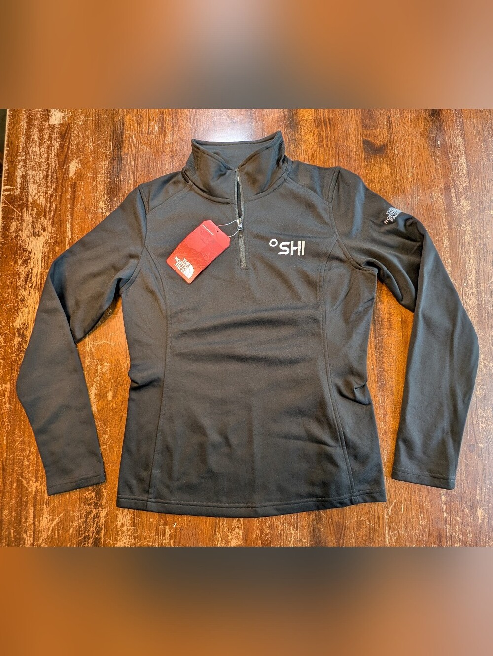 The North Face 1/4 Zip Top Womens Small Black Unknown Logo Activewear Jacket NWT